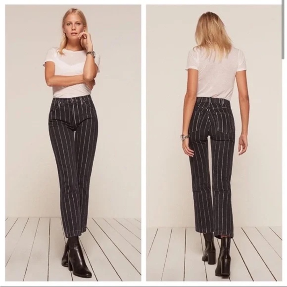 Reformation Black Jeans with White Pinstripes | Roper Jean
